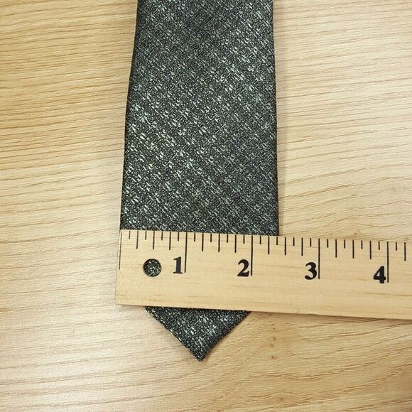 BAR III Mens Neck Tie Green Textured Diagonal Check Slim Skinny - Picture 3 of 4